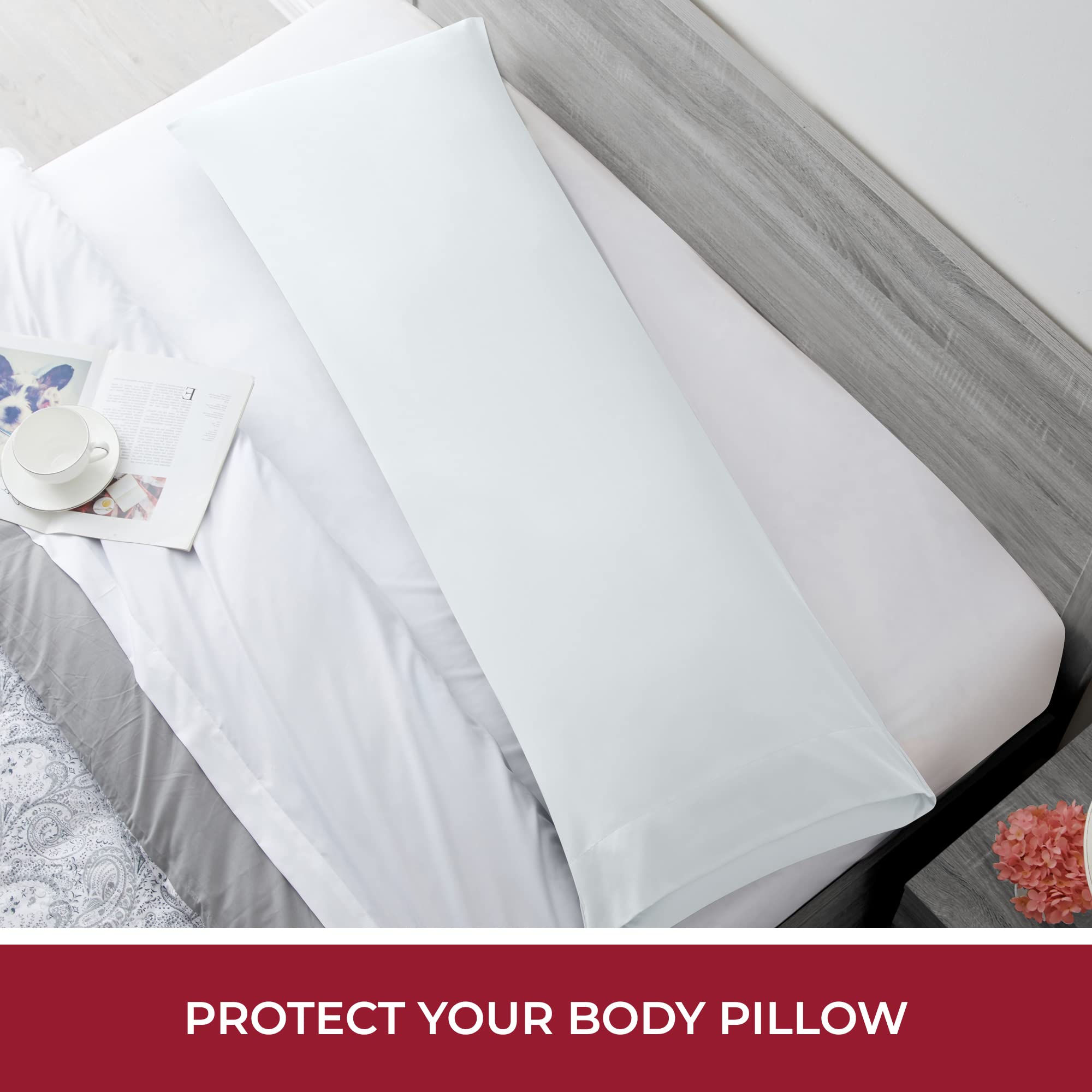 Mellanni White Body Pillow Case - Silky Soft Double Brushed Microfiber - Envelope Closure Cover For Body Pillow - Wrinkle, Fade, And Stain Resistant (1 Body Pillowcase, White)