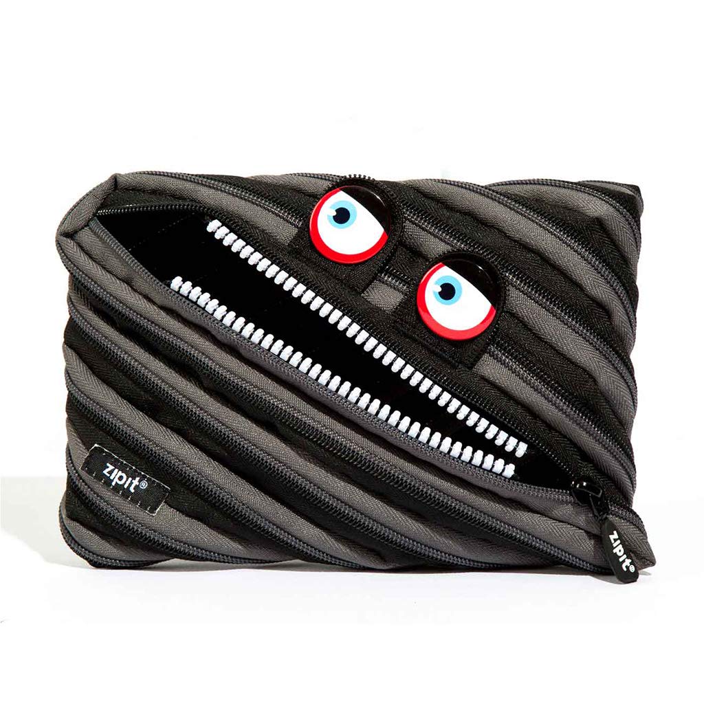 Zipit Wildlings Large Pencil Case For Kids | Pencil Pouch For School, College And Office | Pencil Bag For Boys & Girls (Black)