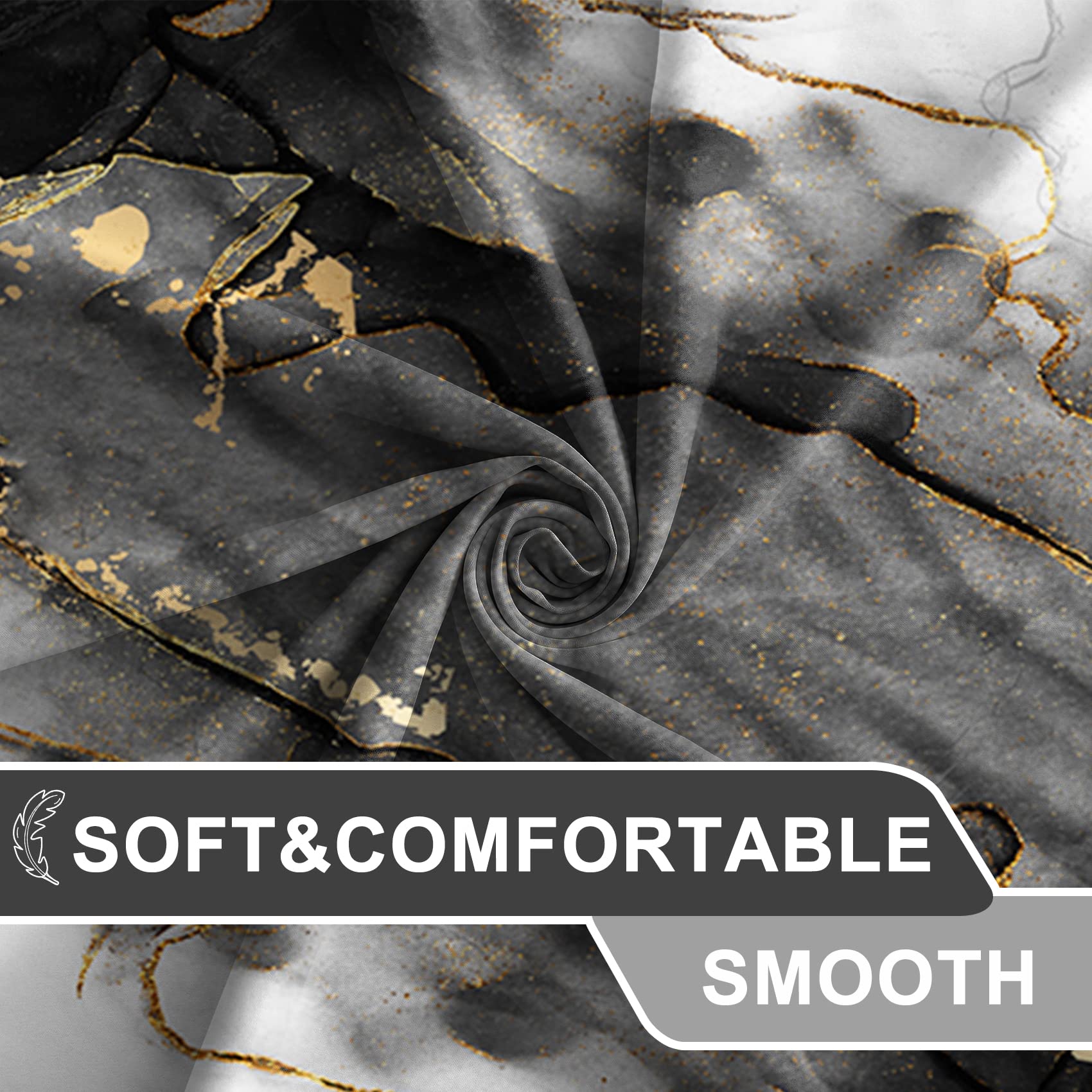 Awert Dreamy Ink Art Black Glod Marble Shower Curtain For Bathroom Modern High Definition Printing Waterproof Shower Curtain Wit