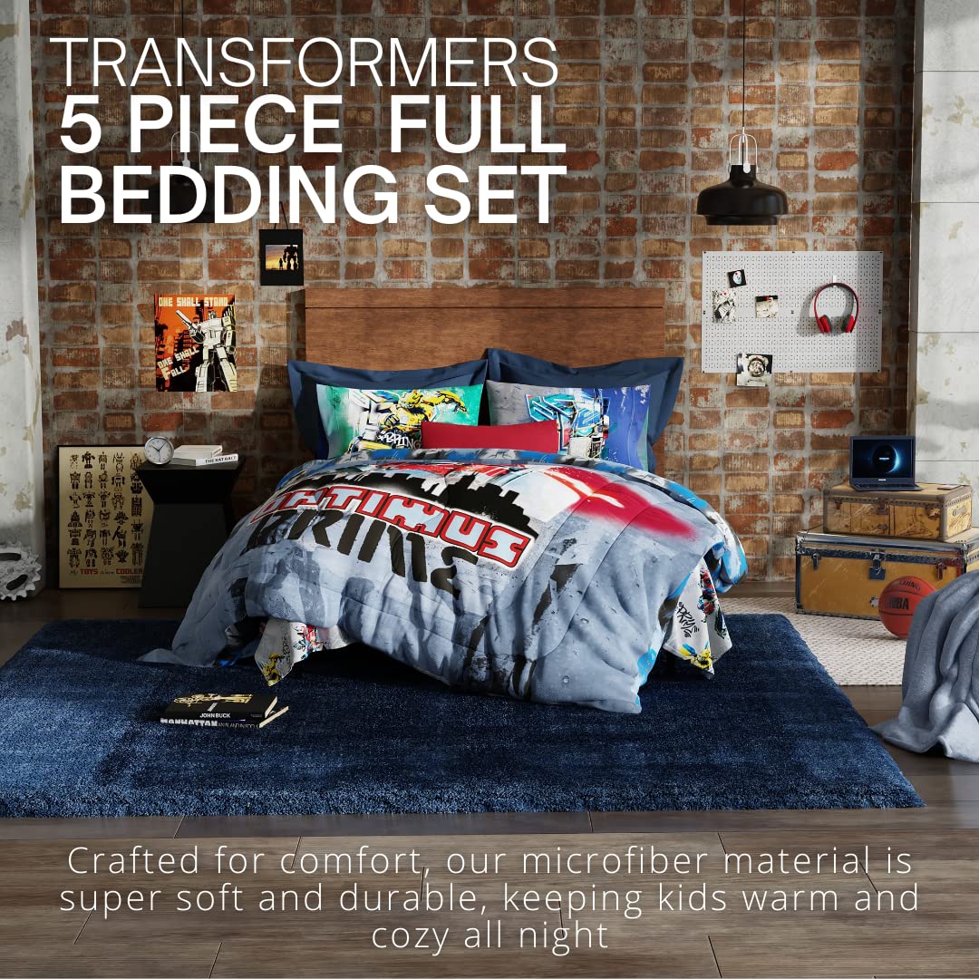Franco Transformers Battle In Brooklyn Optimus Prime Kids Super Soft Comforter And Sheet Set With Sham, 5 Piece Full Size, (Offi