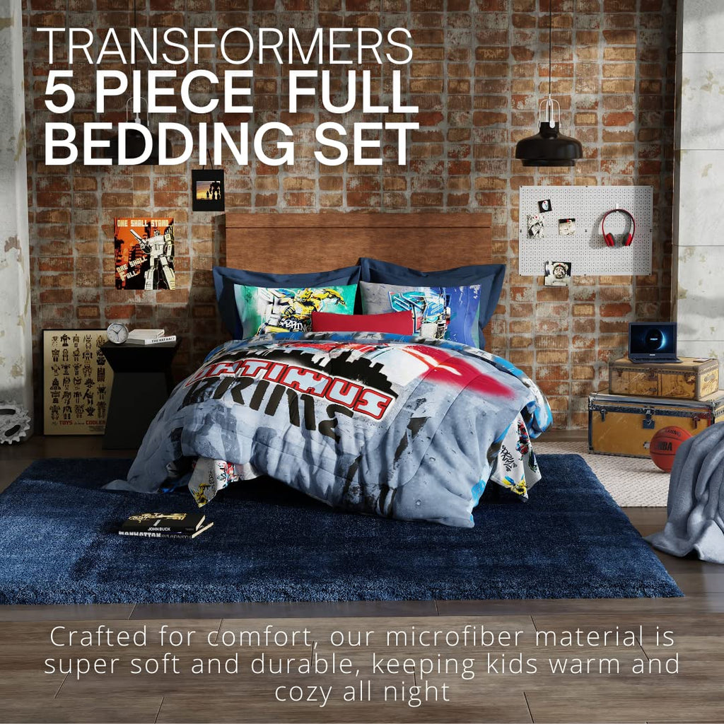 Franco Transformers Battle In Brooklyn Optimus Prime Kids Super Soft Comforter And Sheet Set With Sham, 5 Piece Full Size, (Offi