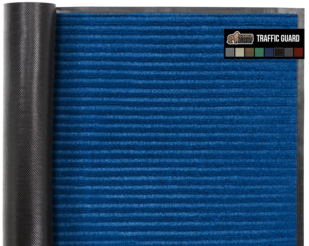 Gorilla Grip Waterproof Heavy Duty Traffic Guard Doormat, Stain And Fade Resistant, Durable Rubber, Low Profile Door Mat, Shoe Scraper, Welcome Mats For Entry, 29X17, Blue