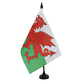 Wales Table Flag 5' X 8' - Welsh Desk Flag 21 X 14 Cm - Black Plastic Stick And Base - Az Flag
