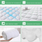 Unilibra Cal King Mattress Protector Waterproof Rayon From Bamboo, Deep Pocket Mattress Pad Cover Fit Up To 6''-21'', Breathable Soft Filling Quilted Fitted Mattress Topper