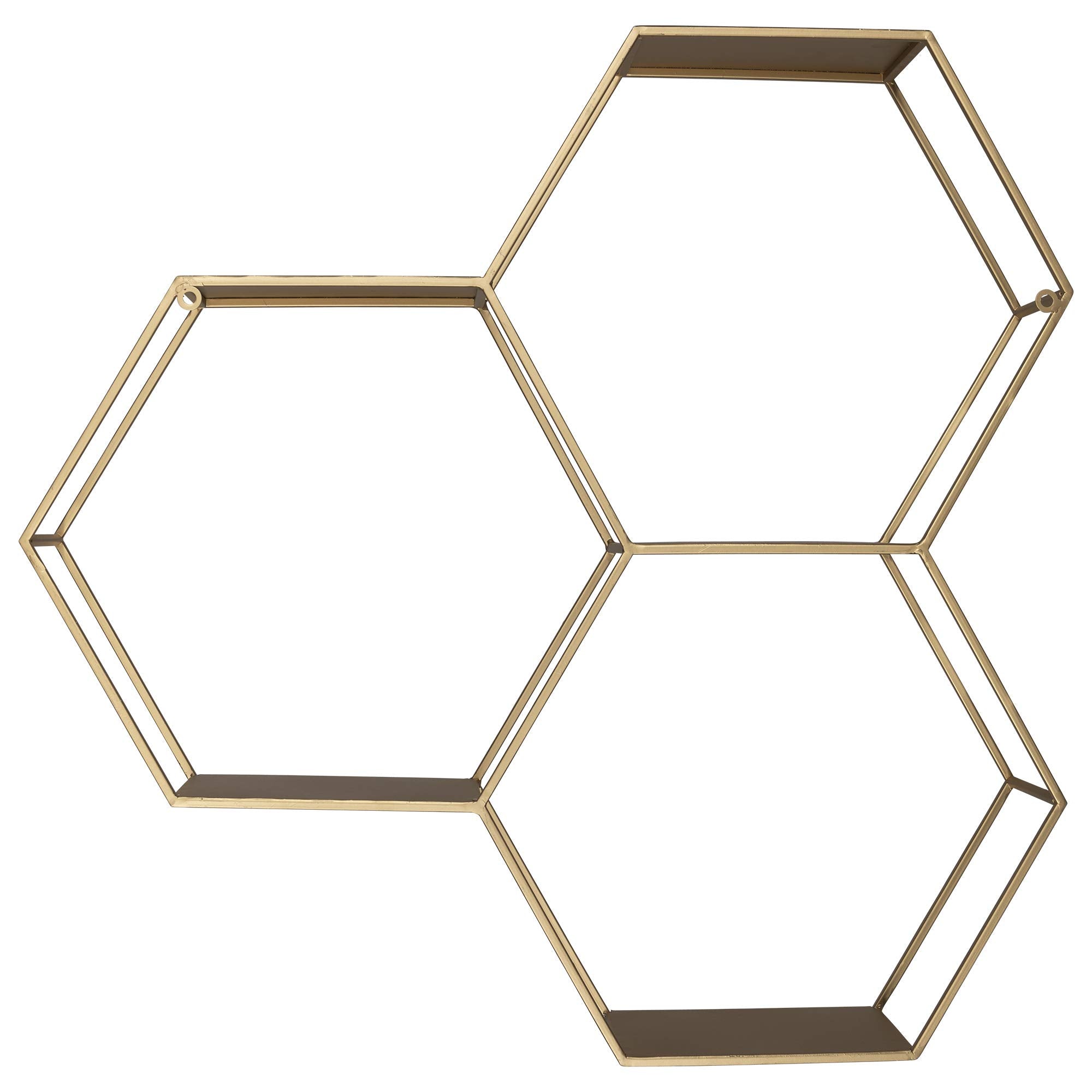 HomeRoots 100% Metal Golden Honeycomb Trio Wall Shelf