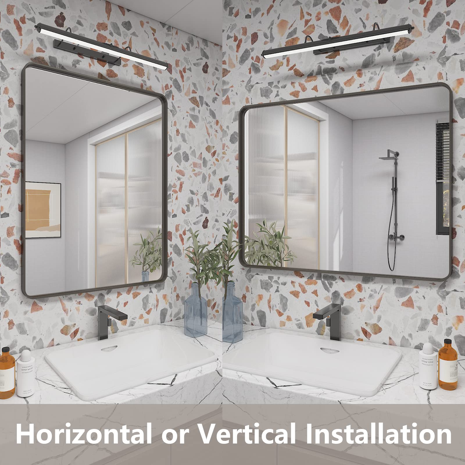 Charmor 48X40 Bronze Bathroom Mirror, Brushed Bronze Metal Frame Mirrors For Wall, Rounded Rectangle Bronze Mirror For Vanity,Fa