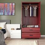 Woodpeckers Furniture And Mattress Mirrored Wardrobe with Drawers (Mahogany)