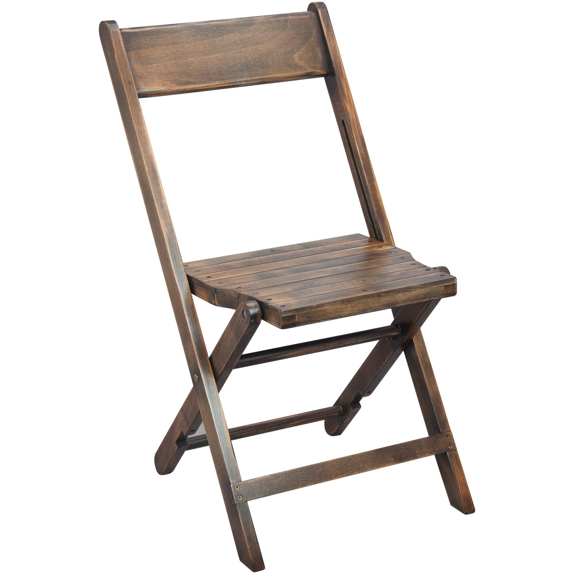 2-Pack Slatted Wood Folding Special Event Chair - Antique Black
