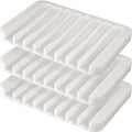 Anwenk Soap Dish Soap Holder Tray Saver Drainer for Shower Bathroom,Silicone Soap Dish Waterfall & Anti-Slip Design, White, 3 Pa