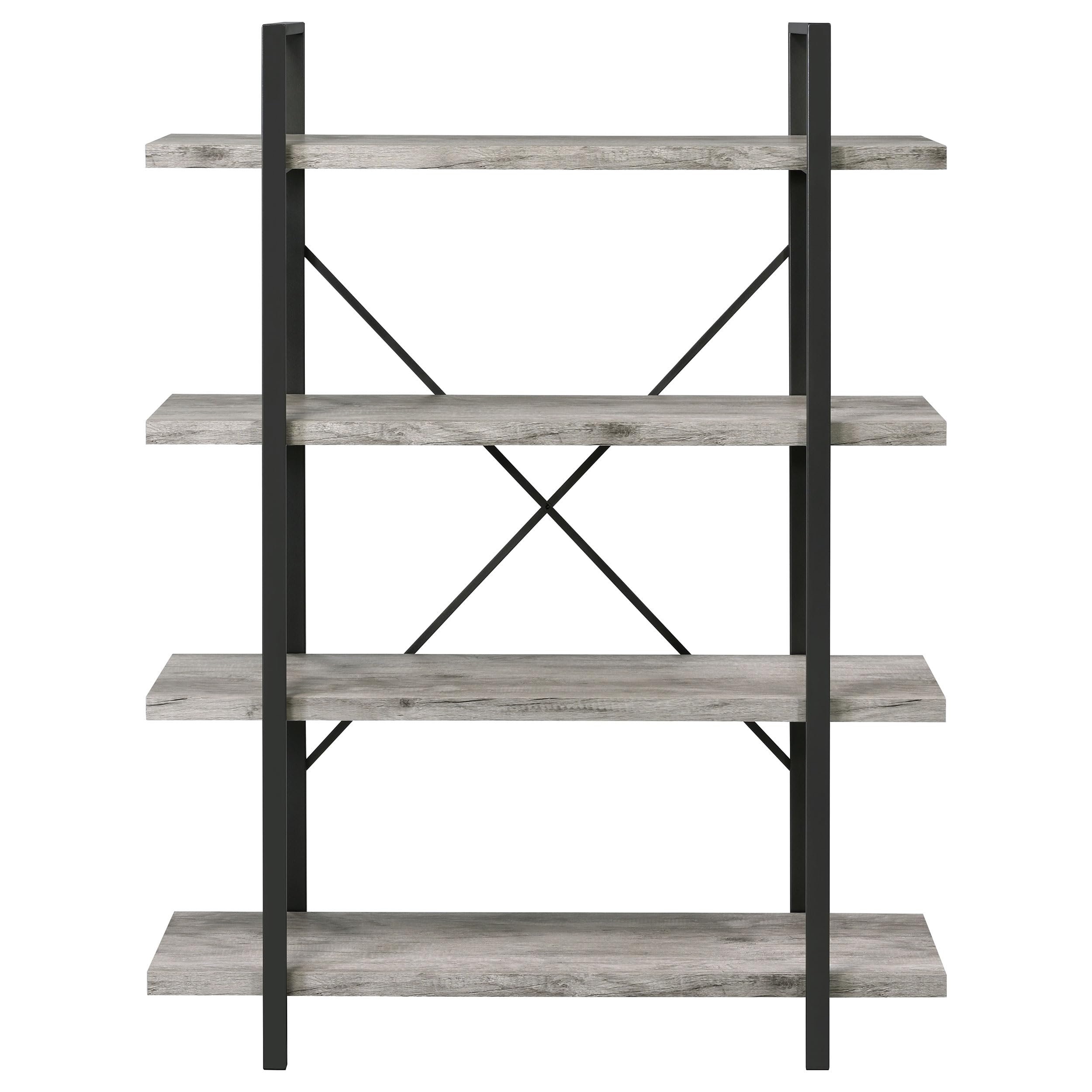 Coaster Home Furnishings Cole 55-inch 4-Shelf Bookshelf Grey Driftwood and Gunmetal