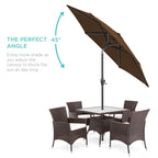 Best Choice Products 7.5Ft Heavy-Duty Round Outdoor Market Table Patio Umbrella W/Steel Pole, Push Button Tilt, Easy Crank Lift - Brown