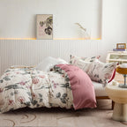 Oaite Duvet Cover Set Twin Size Floral Pattern 600 Thread Count Ultra Soft 100% Long Staple Cotton Duvet Cover Sets 3-Pc, Breath