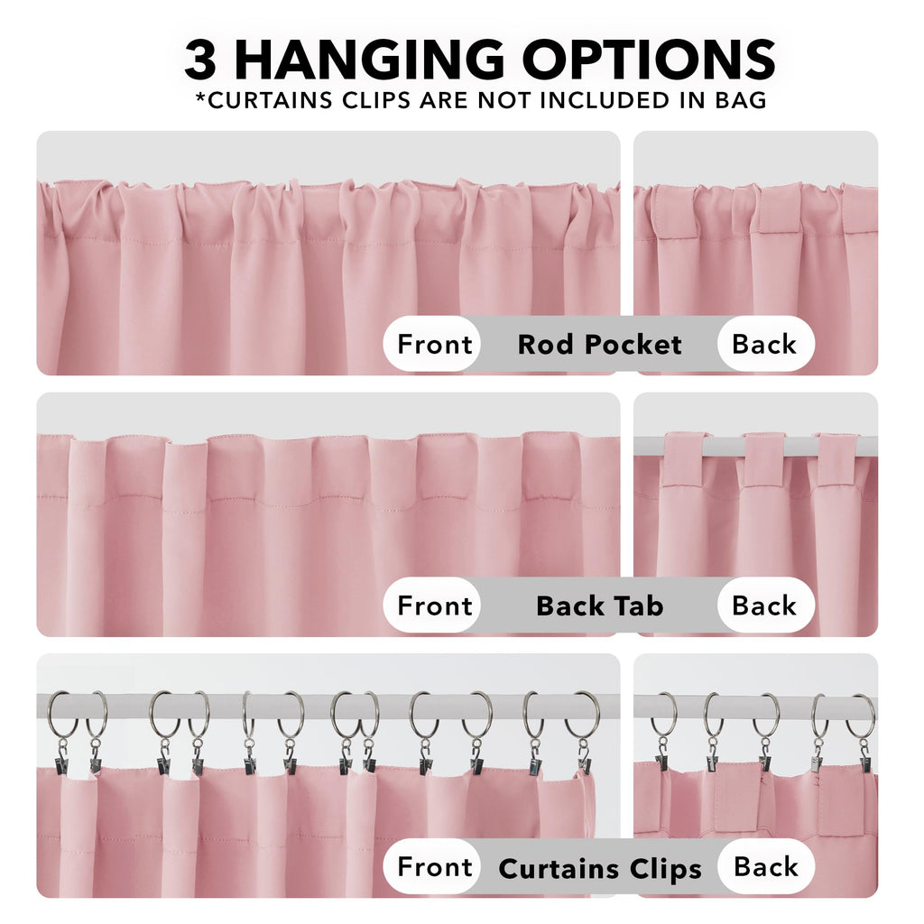 Deconovo Extra Long Blackout Curtains, Back Tab And Rod Pocket Thermal Insulated Room Darkening Curtains For Bedroom - 52X108 Inch, Coral Pink, 2 Panels