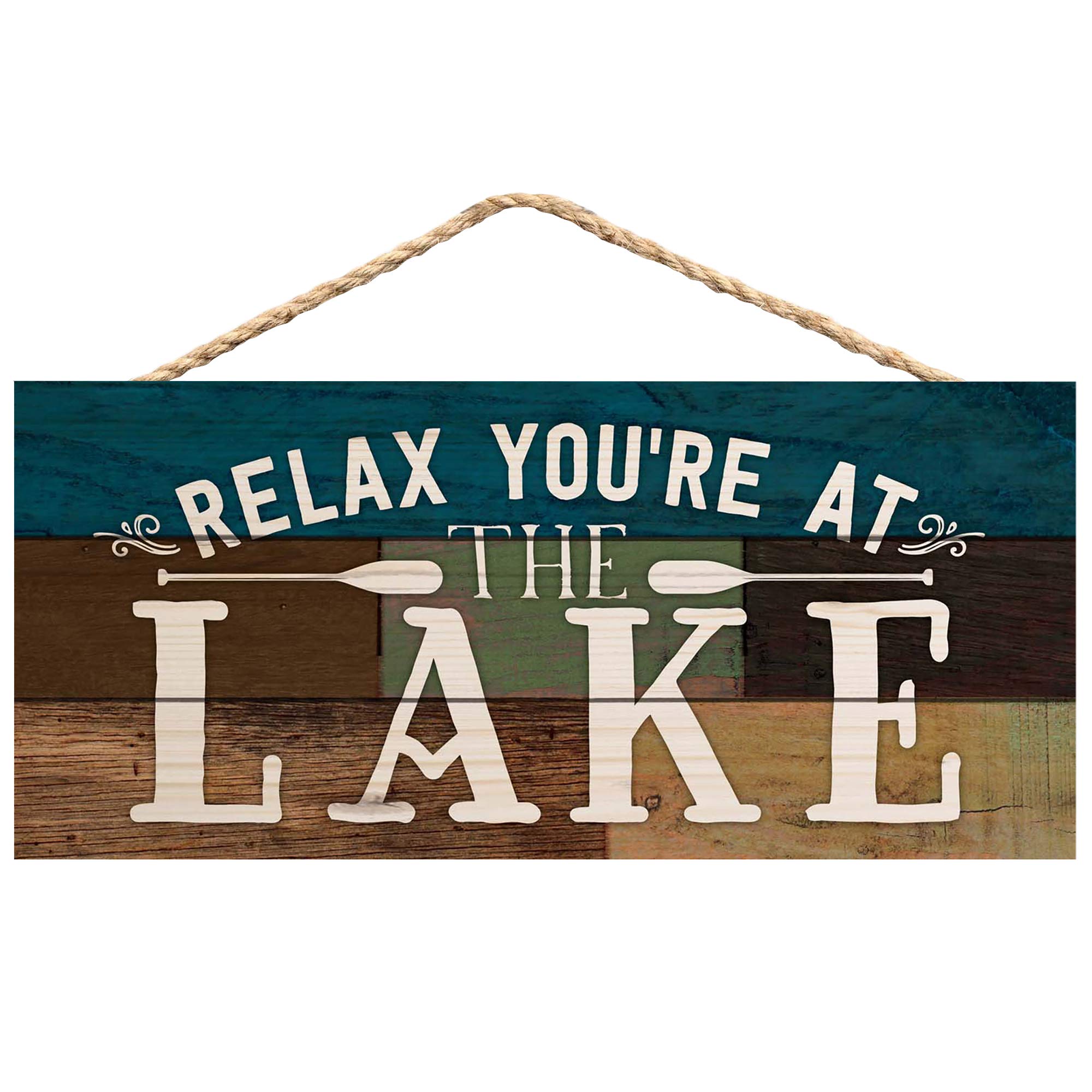 P. Graham Dunn Relax Youre at The Lake Canoe Paddles 5 x 10 Wood Plank Design Hanging Sign
