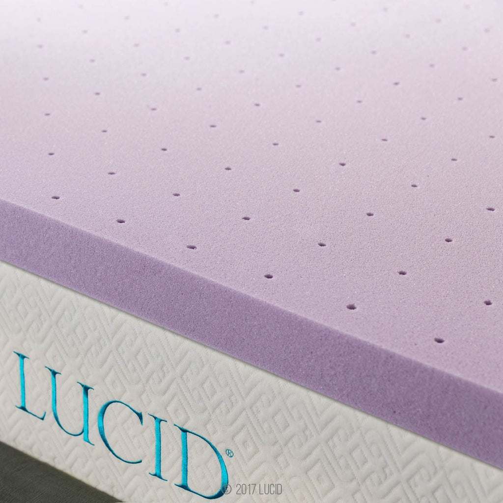 LUCID 3 Inch Lavender Infused Memory Foam Mattress Topper, Ventilated Design, Full Size, Model LU30FF30VT
