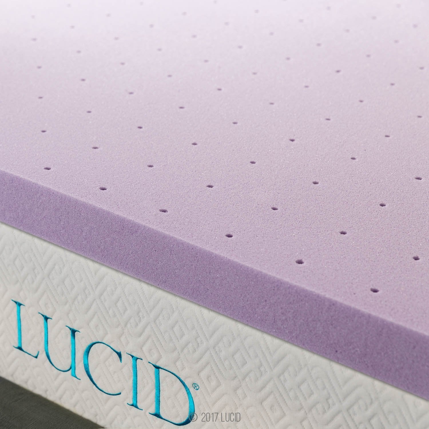 Lucid 3 Inch Lavender Infused Memory Foam Mattress Topper - Ventilated Design - Cal King Size