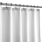Barossa Design Fabric Shower Curtain, Waffle Weave, Water Repellent, 36x78 inches, Heavy Duty, White