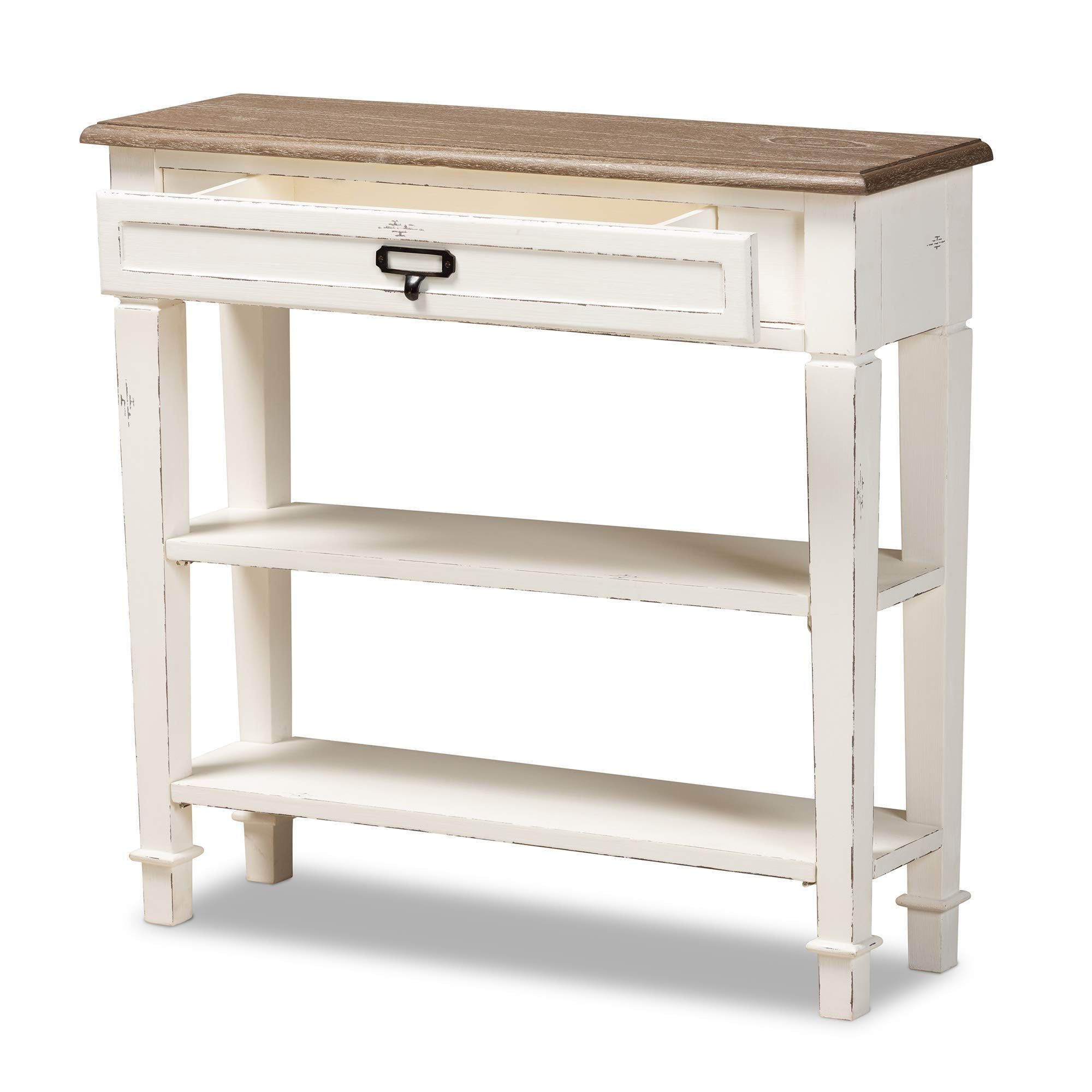 Baxton Studio Dauphine 31.5-inch W x 10-inch D Console Table, White and Light Brown (111-6028-HiT)