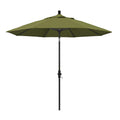 California Umbrella 9' Round Aluminum Market Umbrella, Crank Lift, Collar Tilt, Black Pole, Pacifica Palm