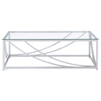 Coaster Home Furnishings Lille Glass Top Rectangular Coffee Table Accents Chrome