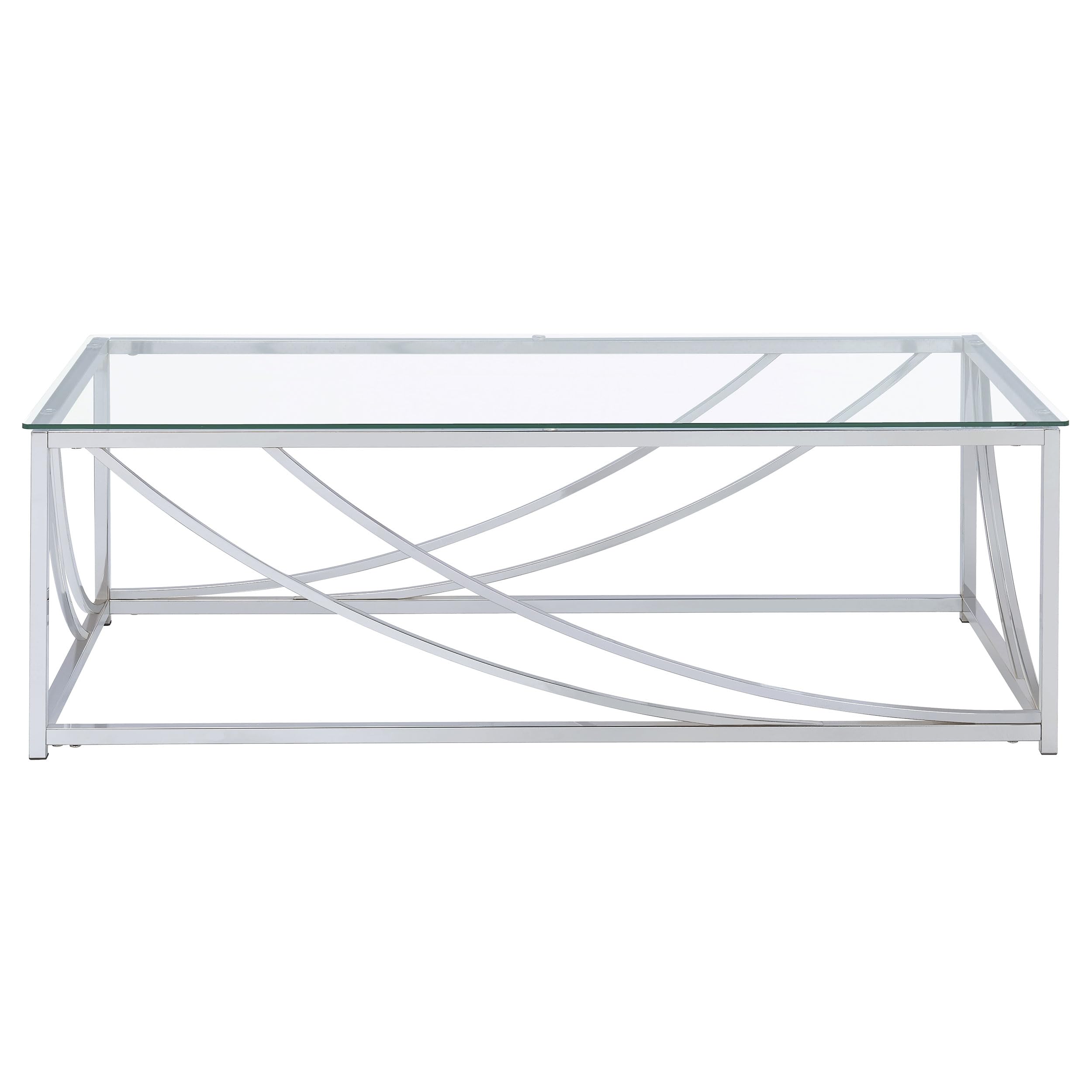 Coaster Home Furnishings Lille Glass Top Rectangular Coffee Table Accents Chrome