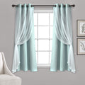 Lush Decor Sheer Grommet Curtains With Insulated Blackout Lining, Window Curtain Panels, Pair, 38''W x 63''L, Blue- Curtain With