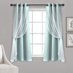 Lush Decor Sheer Grommet Curtains With Insulated Blackout Lining, Window Curtain Panels, Pair, 38''W x 63''L, Blue- Curtain With