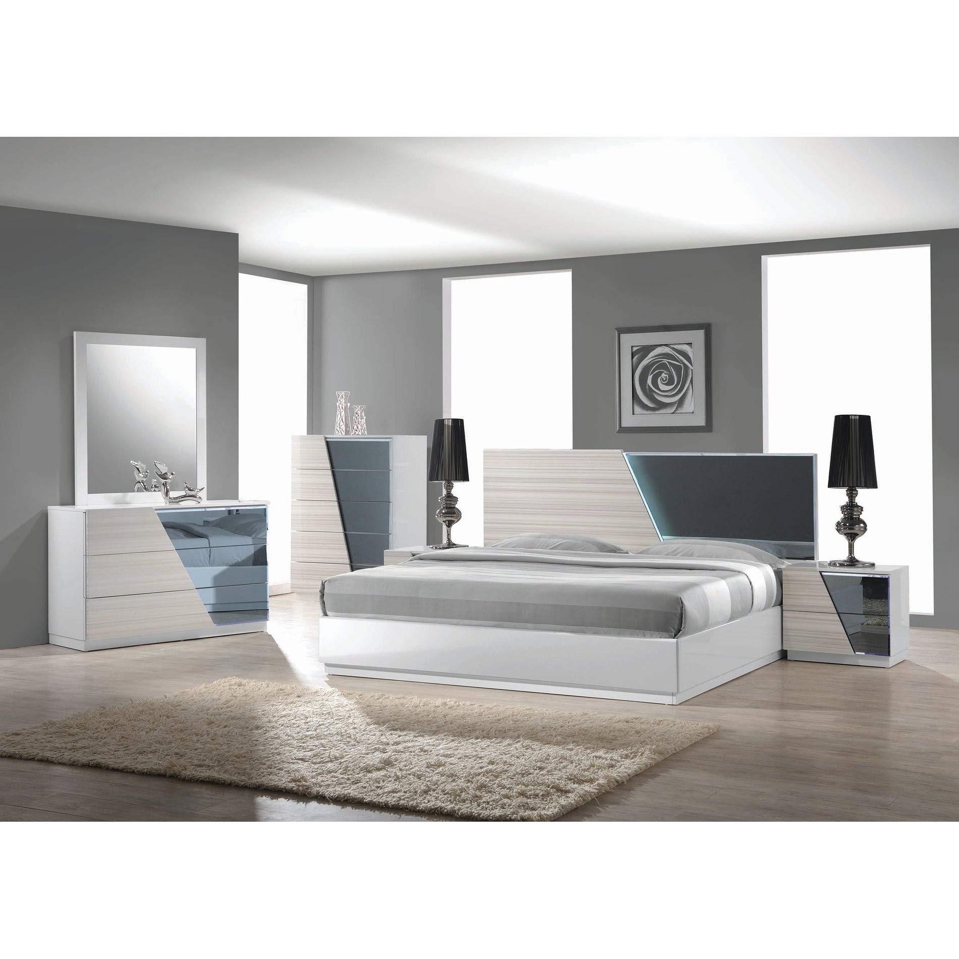 Best Master Manchester Poplar Wood East King Platform Bed In Zebra/Gray
