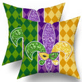 Mardi Gras Pillow Covers 18X18 Inch Masquerade Mask Fleur De Lis Couch Pillow Cases Yellow Purple Green Throw Pillows Set Of 2 H