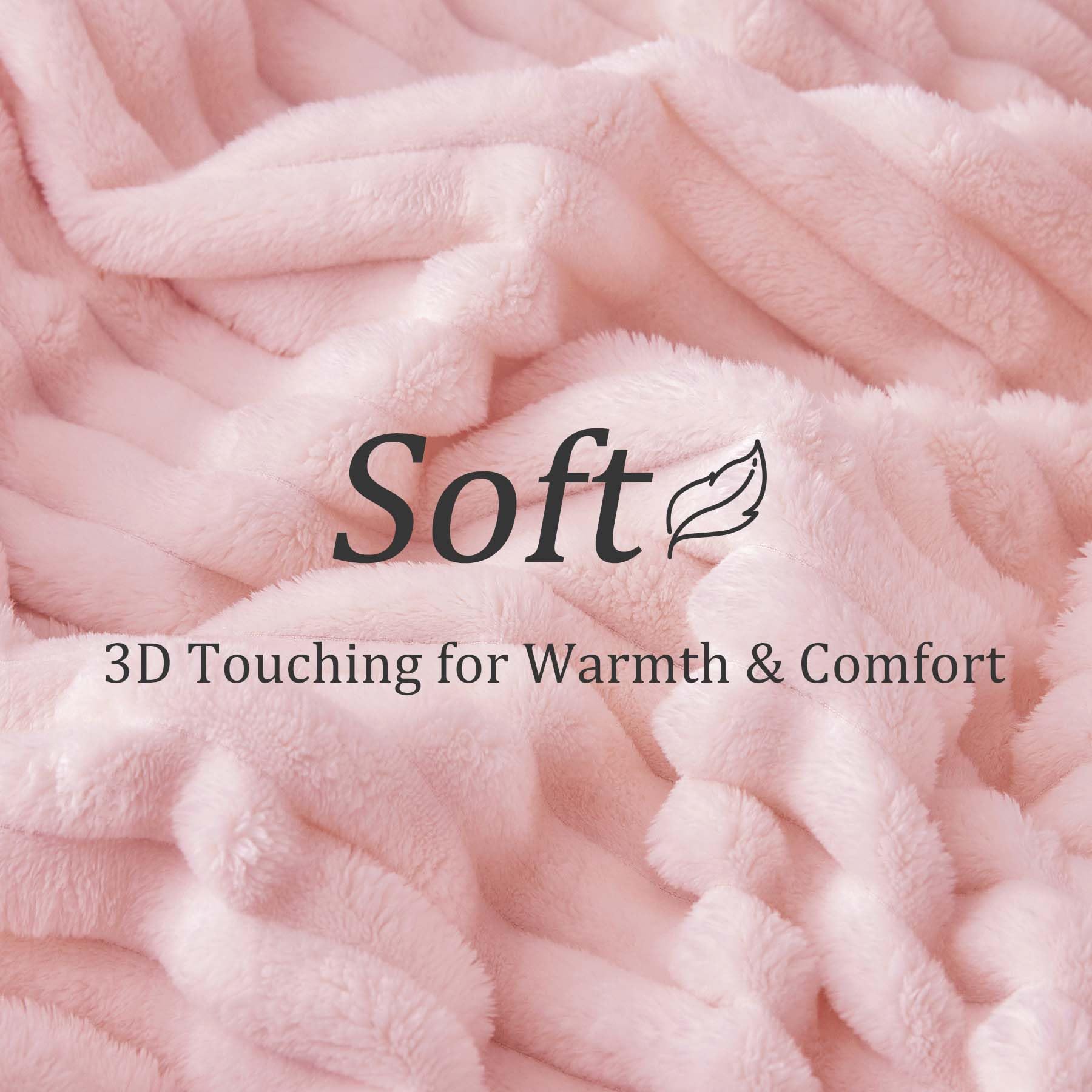 Bedelite Fleece Throw Blanket For Couch, 300Gsm Soft & Warm Fluffy Twin Blanket, Decorative And Giftable Striped Pink Blankets F