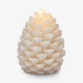 Luminara Pinecone Flameless Candle White Swan Glitter and Snow Finish Pine Cone Figural, Real Wax Unscented LED Candles, Battery