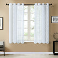 Top Finel White Sheer Curtains For Bedroom Living Room Embroidered Diamond Faux Linen Grommet Window Curtains, 2 Panels (Pure Wh