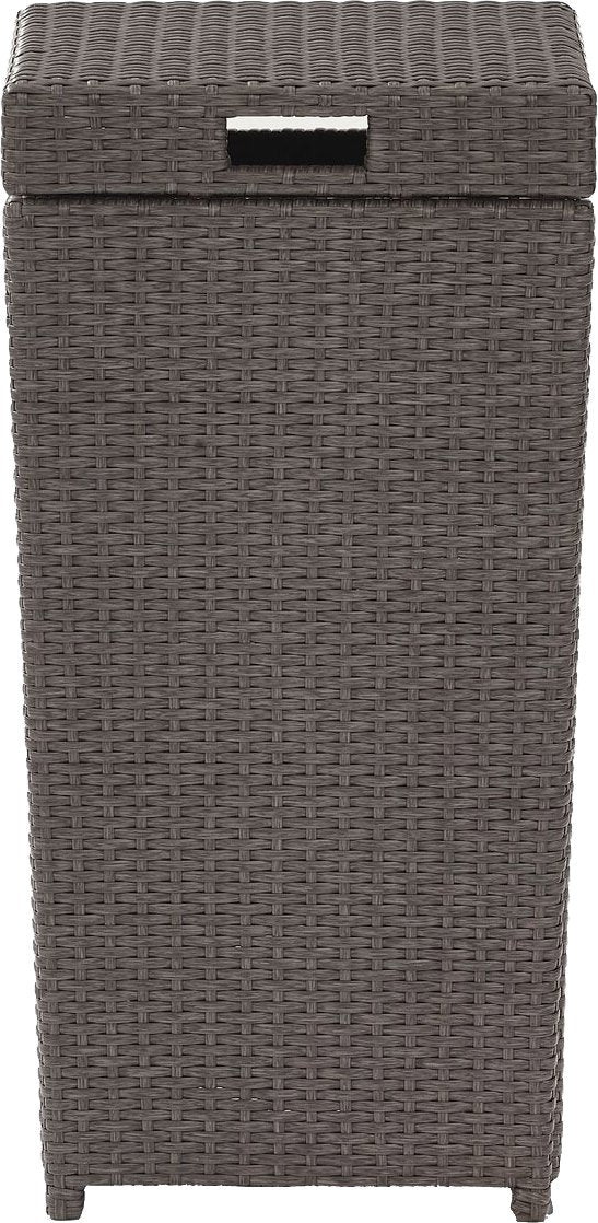 Crosley Furniture Palm Harbor Resin Wicker Outdoor Trash Can With Lid for Backyard, Patio, Deck, Balcony, Gray