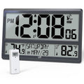 LFF Atomic Clock, Never Needs Setting, Battery Operated, Atomic Wall Clock with Indoor/Outdoor Temperature, Wireless Outdoor Sen