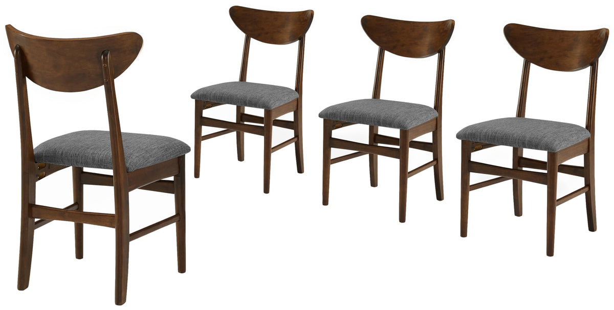 Crosley Furniture Landon Mid Century Modern Wood Dining Chairs With Upholstered Seat Set Of 4, Kitchen Chair, Mahogany