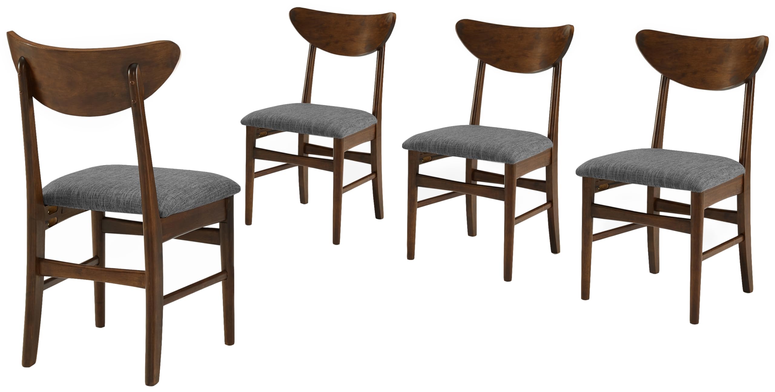 Crosley Furniture Landon Mid Century Modern Wood Dining Chairs With Upholstered Seat Set Of 4, Kitchen Chair, Mahogany