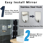 Quegau Shatterproof Shower Mirror For Shaving With Hook (Large 8X10.7 Inch) 40% Cheaper Than The Original,Unbreakable Deluxe Ple