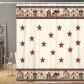 JAWO Rustic Country Shower Curtains, Primitive Barn Star Relax Bath Outhouse Christmas Farmhouse Shower Curtain for Bathroom Dec