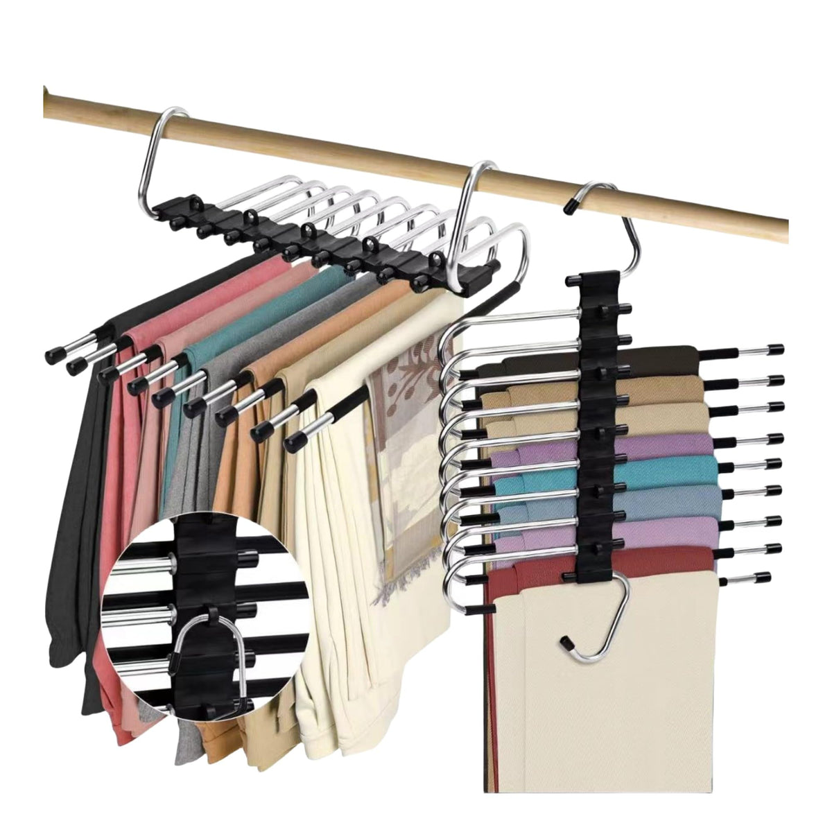 Trrcylp 9Layer Pants Hanger Space Saving Heavy Duty Foldable Hangers Black