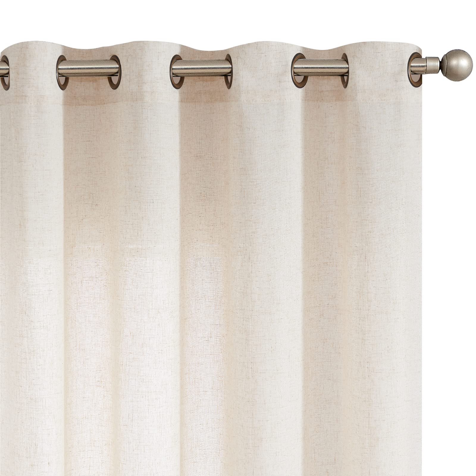 Jinchan Linen Beige Curtain 100 Inch Extra Wide For Patio Sliding Glass Door Room Divider Farmhouse Grommet Top Light Filtering