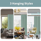 Bgment Blackout Curtains With Thermal Insulation Liner Curtains 84 Inches Long, Rod Pocket And Back Tab Double Layer Room Darkening Window Curtain For Bedroom(42 X 84 Inch, 2 Panels, Frosty Green)
