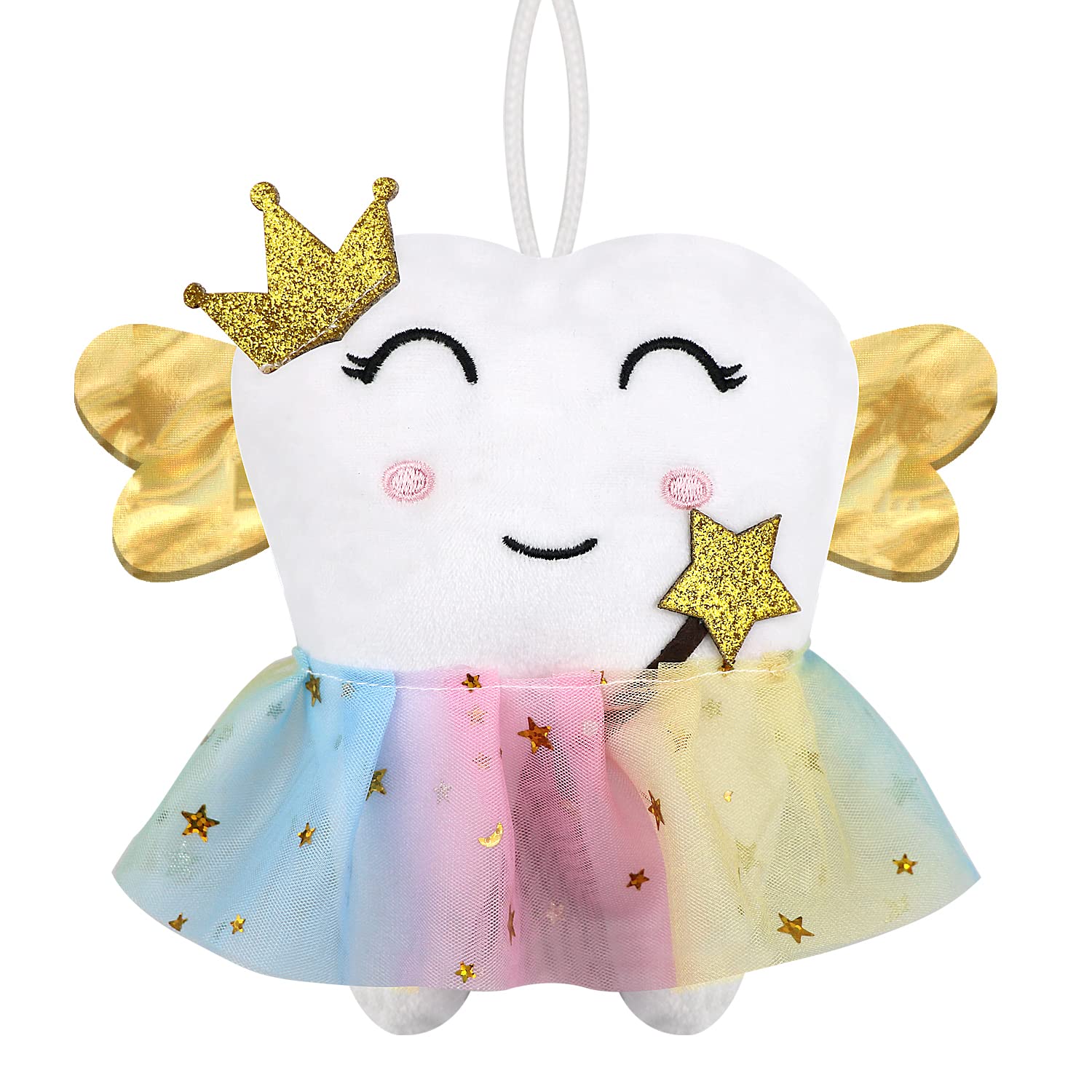 Xunboo Cute Tooth Fairy Pillow With Wings And Colorful Skirt Tooth Fairy Doll With Pocket On Back Toothfairy Keepsake Gift For G