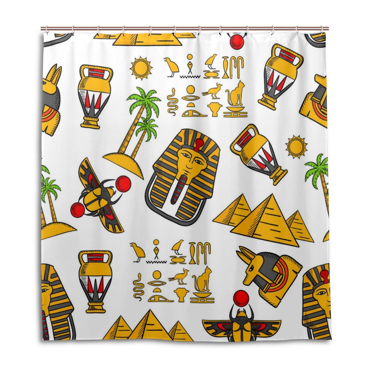 My Little Nest Waterproof Shower Curtain For Bathroom Ancient Egypt Symbols Polyester Fabric Bath Stall Curtain With Free Hooks 66X72''