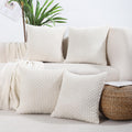 Vakado Cream White Decorative Throw Pillow Covers Couch 18X18 Set Of 4 Boho Corduroy Home Living Room Neutral Rustic Farmhouse C