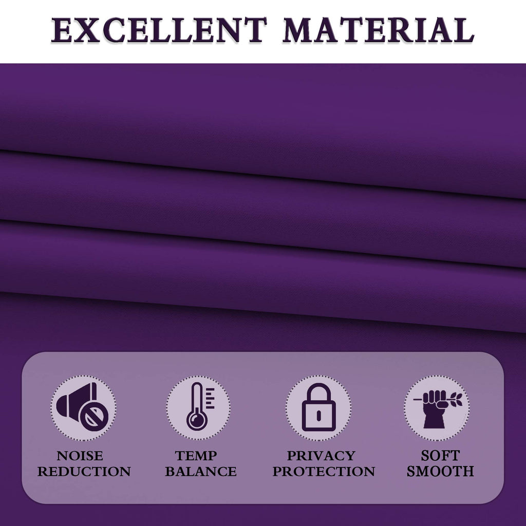 Donren Royal Purple Small Window Room Darkening Curtain Tiers - Thermal Insulated Window Treatment Rod Pocket Curtains (42 By 30 Inch,2 Panels)