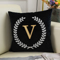 Decopow Black Velvet Throw Pillow Cover, Personalized Letter Embroidery Square 18 Inches Decorative Pillow Cover,Cover Only (V)