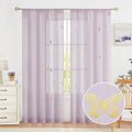 Jubilantex Lavender Purple Butterfly Sheer Curtains Window Treatment Sets for Kids Room, Living Room, Bedroom, 2 Panels, 52x84