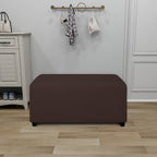Purefit Super Stretch Soft Form Fit Ottoman Cover Rectangle - Ottoman Slipcovers For Foot Stool & Folding Storage Furniture For Living Room With Nonslip Elastic Bottom (Medium, Chocolate)