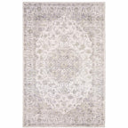 HomeRoots 509516 9 x 12 ft. Beige Gold & Gray Oriental Power Loom Stain Resistant Rectangle Area Rug
