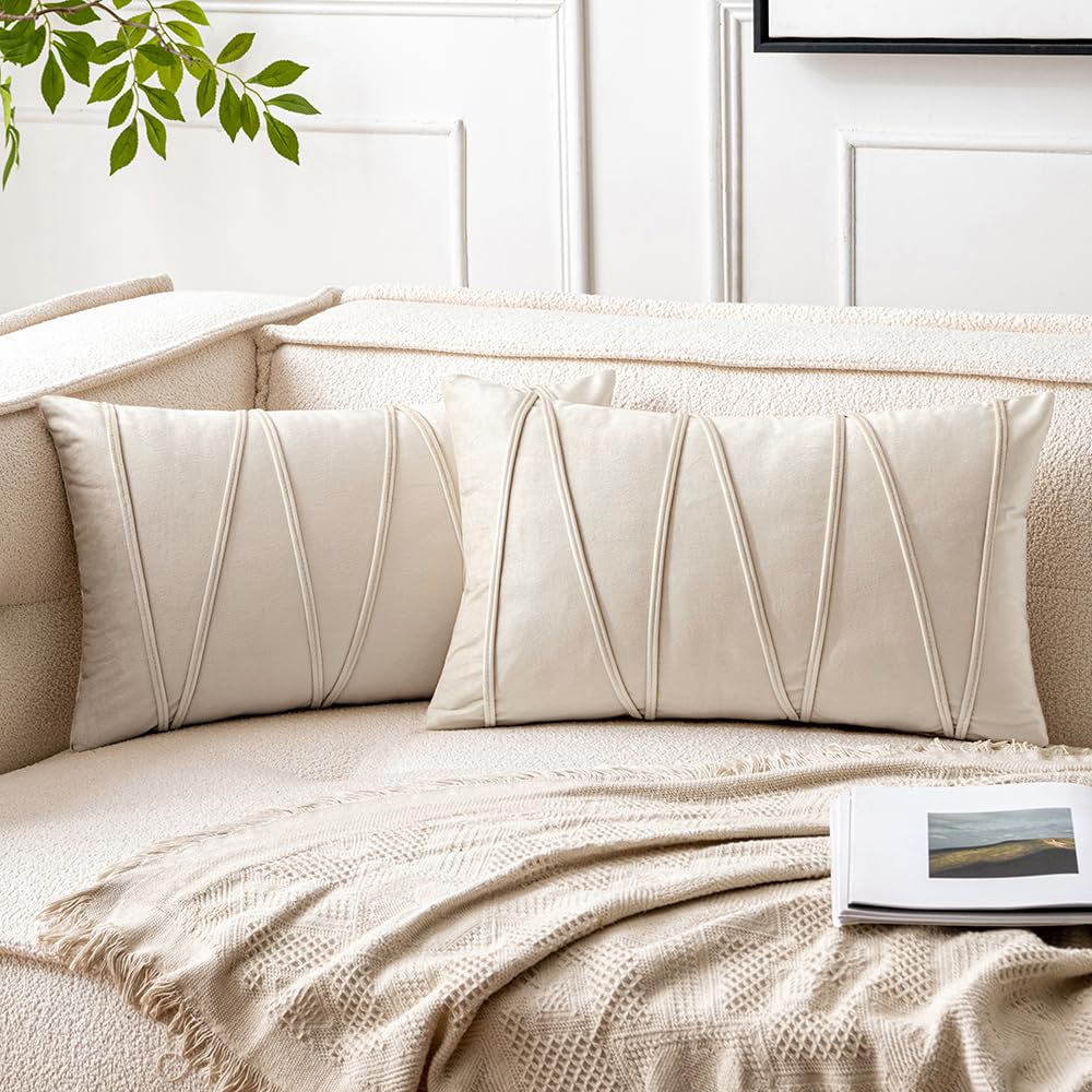 Woaboy Pack Of 2 Striped Velvet Throw Pillow Covers Modern Decorative Couch Throws Square Soft Cozy Pillowcases For Bed Sofa Cus